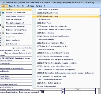 Formulaires fiscaux de la liasse