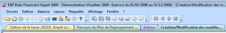 Les onglets d'EBP Etats Financiers
