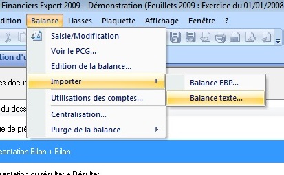 Importation d'une balance texte