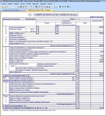 Formulaire fiscal du compte de rsultat